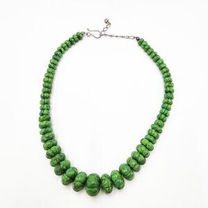 Desert Rose Trading Rare Mojave Green Turquoise Sterling Silver Beaded Necklace